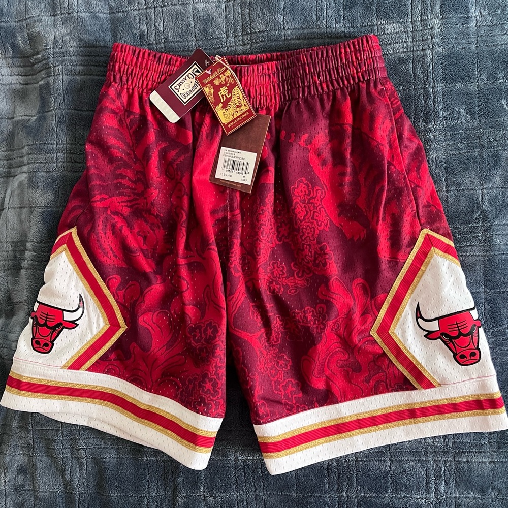 Men's Chicago Bulls Red Mitchell & Ness Classics Lunar New Year Swingman Shorts